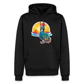 Pfau Lustige Karikatur Kawaii Strand Illustration - Männer Premium Bio Hoodie - Schwarz - Vorne - Nico (187cm)