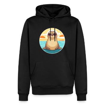 Siegel Lustige Karikatur Kawaii Strand Illustration - Männer Premium Bio Hoodie - Schwarz - Vorne - Nico (187cm)
