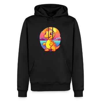 Dinosaurier-lustige Cartoon-Kawaii-Strand-Illustration - Männer Premium Bio Hoodie - Schwarz - Vorne - Nico (187cm)