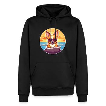 Corgi Chien Mignon Drôle Dessin Animé Kawaii Livre Plage - Sweat à capuche Premium bio Homme - noir - Devant - Nico (187cm)