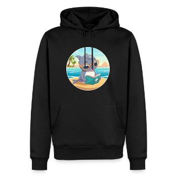 Delfin Niedlich Lustige Karikatur Kawaii Buch Strand - Männer Premium Bio Hoodie - Schwarz - Vorne - Nico (187cm)