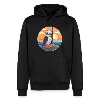 Adler Niedliche Lustige Karikatur Kawaii Buch Strand - Männer Premium Bio Hoodie - Schwarz - Vorne - Nico (187cm)