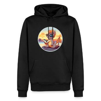 Drache Niedlicher lustiger Cartoon Kawaii Buchstrand - Männer Premium Bio Hoodie - Schwarz - Vorne - Nico (187cm)