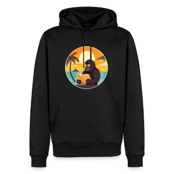 Gorilla Niedliche lustige Karikatur Kawaii Buch Strand - Männer Premium Bio Hoodie - Schwarz - Vorne - Nico (187cm)