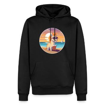 Pferd Niedlich Lustige Karikatur Kawaii Buch Strand - Männer Premium Bio Hoodie - Schwarz - Vorne - Nico (187cm)