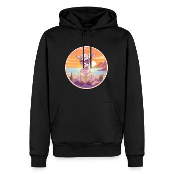 Chèvre Mignon Drôle Dessin Animé Kawaii Livre Plage - Sweat à capuche Premium bio Homme - noir - Devant - Nico (187cm)