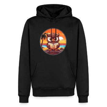 Eulen-niedlicher lustiger Cartoon Kawaii-Buch-Strand - Männer Premium Bio Hoodie - Schwarz - Vorne - Nico (187cm)