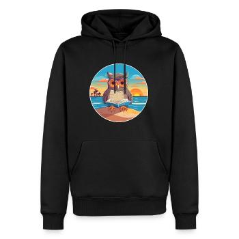 Eule Niedliche Lustige Karikatur Kawaii Buch Strand - Männer Premium Bio Hoodie - Schwarz - Vorne - Nico (187cm)