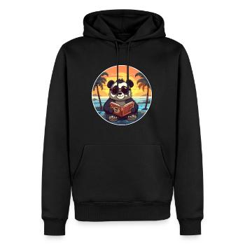 Panda süßer lustiger Cartoon Kawaii Buchstrand - Männer Premium Bio Hoodie - Schwarz - Vorne - Nico (187cm)