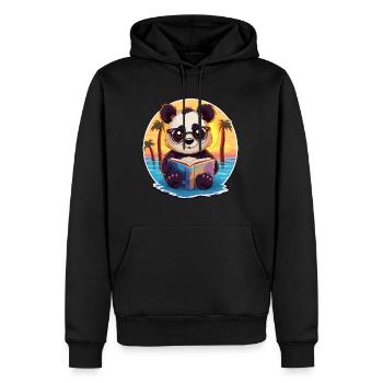 Panda Mignon Drôle Dessin Animé Kawaii Livre Plage - Sweat à capuche Premium bio Homme - noir - Devant - Nico (187cm)