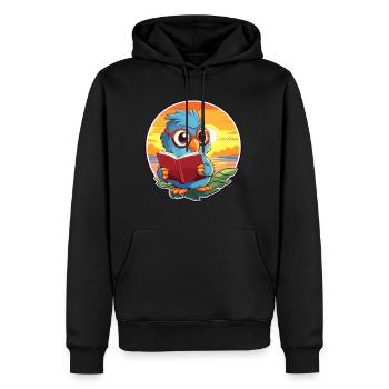 Papagei Niedliche Lustige Karikatur Kawaii Buch Strand - Männer Premium Bio Hoodie - Schwarz - Vorne - Nico (187cm)