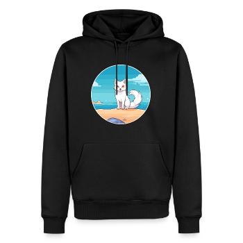 Arktisfuchs Aquarell Cartoon Kawaii Clipart Haustier - Männer Premium Bio Hoodie - Schwarz - Vorne - Nico (187cm)