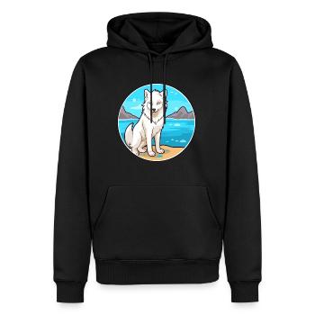 Loup arctique aquarelle dessin animé Kawaii Clipart animal de compagnie - Sweat à capuche Premium bio Homme - noir - Devant - Nico (187cm)