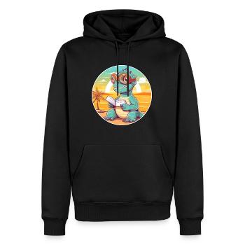 Iguana Cute Funny Cartoon Kawaii Book Beach - Men’s Premium Organic Hoodie - black - Front - Nico (187cm)
