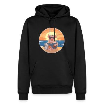 Cochon Mignon Drôle Dessin Animé Kawaii Livre Plage - Sweat à capuche Premium bio Homme - noir - Devant - Nico (187cm)
