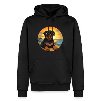 Rottweiler Chien Drôle De Dessin Animé Kawaii Livre Plage - Sweat à capuche Premium bio Homme - noir - Devant - Nico (187cm)