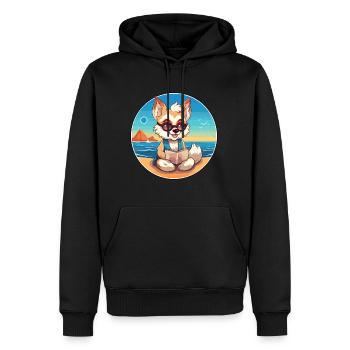 Wolf niedlicher lustiger Cartoon Kawaii Buchstrand - Männer Premium Bio Hoodie - Schwarz - Vorne - Nico (187cm)