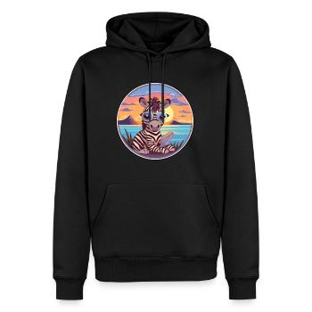 Zebra-niedlicher lustiger Cartoon Kawaii-Buch-Strand - Männer Premium Bio Hoodie - Schwarz - Vorne - Nico (187cm)