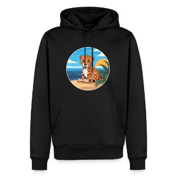 Amur Leopard Watercolor Cartoon Kawaii Clipart Pet - Men’s Premium Organic Hoodie - black - Front - Nico (187cm)
