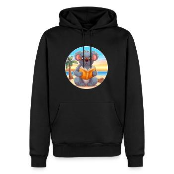 Koala Niedliche Lustige Karikatur Kawaii Buch Strand - Männer Premium Bio Hoodie - Schwarz - Vorne - Nico (187cm)