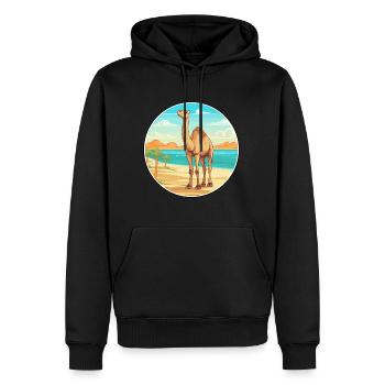 Kamel-Aquarell-Cartoon-Kawaii-Clipart-Tier - Männer Premium Bio Hoodie - Schwarz - Vorne - Nico (187cm)
