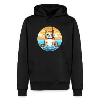 Katze Aquarell Karikatur Kawaii Clipart Tier - Männer Premium Bio Hoodie - Schwarz - Vorne - Nico (187cm)