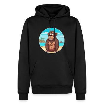 Babouin aquarelle dessin animé Kawaii Clipart Animal - Sweat à capuche Premium bio Homme - noir - Devant - Nico (187cm)