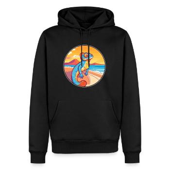 Caméléon aquarelle dessin animé Kawaii Clipart Animal - Sweat à capuche Premium bio Homme - noir - Devant - Nico (187cm)