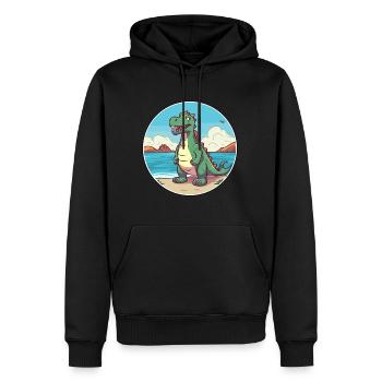 Dinosaurier Aquarell Cartoon Kawaii Clipart Tier - Männer Premium Bio Hoodie - Schwarz - Vorne - Nico (187cm)