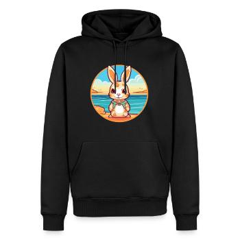 Lapin aquarelle dessin animé Kawaii Clipart Animal - Sweat à capuche Premium bio Homme - noir - Devant - Nico (187cm)