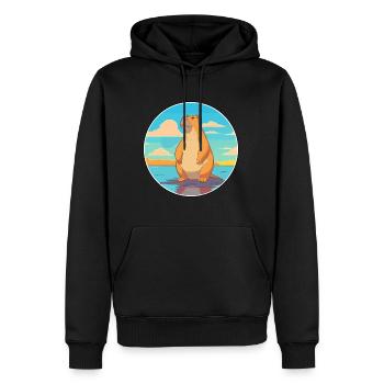 Capybara Aquarell Cartoon Kawaii Clipart Tier - Männer Premium Bio Hoodie - Schwarz - Vorne - Nico (187cm)