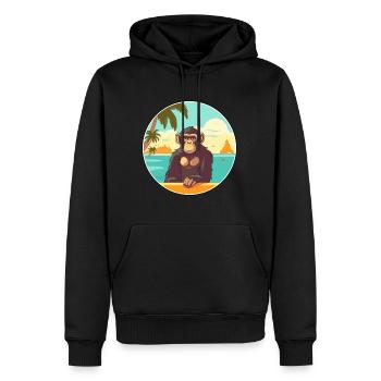 Chimpanzé aquarelle dessin animé Kawaii Clipart animal de compagnie - Sweat à capuche Premium bio Homme - noir - Devant - Nico (187cm)