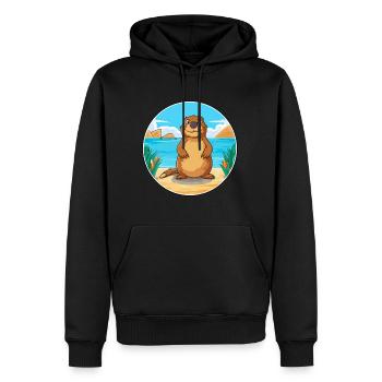 Castor aquarelle dessin animé Kawaii Clipart Animal - Sweat à capuche Premium bio Homme - noir - Devant - Nico (187cm)