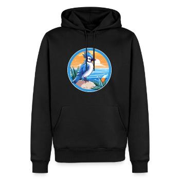 Blauer Eichelhäher Vogel Aquarell Karikatur Kawaii Tier Haustier - Männer Premium Bio Hoodie - Schwarz - Vorne - Nico (187cm)
