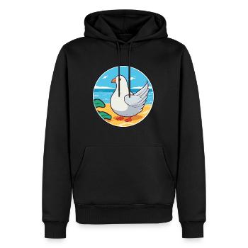 Colombe Aquarelle Cartoon Kawaii Clipart Animal - Sweat à capuche Premium bio Homme - noir - Devant - Nico (187cm)
