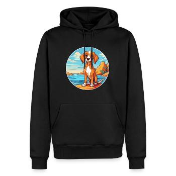 Chien aquarelle dessin animé Kawaii Clipart Animal - Sweat à capuche Premium bio Homme - noir - Devant - Nico (187cm)