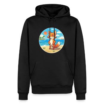Fuchs Aquarell Cartoon Kawaii Clipart Tier - Männer Premium Bio Hoodie - Schwarz - Vorne - Nico (187cm)