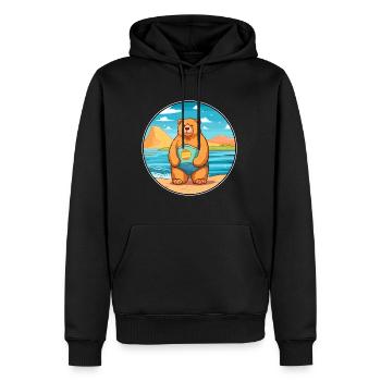 Ours Aquarelle Dessin Animé Kawaii Clipart Animal - Sweat à capuche Premium bio Homme - noir - Devant - Nico (187cm)