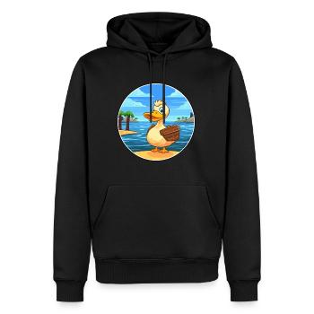 Canard aquarelle dessin animé kawaii clipart animal - Sweat à capuche Premium bio Homme - noir - Devant - Nico (187cm)