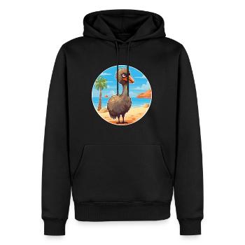 Emu Aquarelle Cartoon Kawaii Clipart Animal - Sweat à capuche Premium bio Homme - noir - Devant - Nico (187cm)