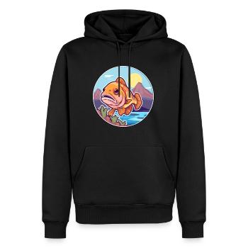 Poisson Aquarelle Dessin Animé Kawaii Clipart Animal - Sweat à capuche Premium bio Homme - noir - Devant - Nico (187cm)
