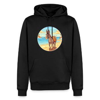 Esel Aquarell Cartoon Kawaii Clipart Tier - Männer Premium Bio Hoodie - Schwarz - Vorne - Nico (187cm)