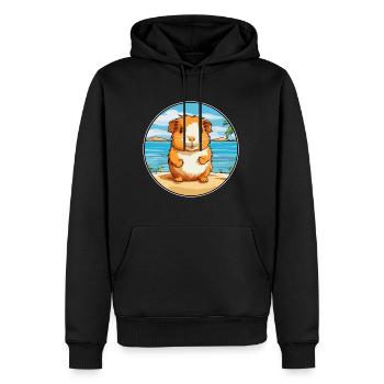 Cochon d’Inde aquarelle dessin animé Kawaii Clipart animal de compagnie - Sweat à capuche Premium bio Homme - noir - Devant - Nico (187cm)