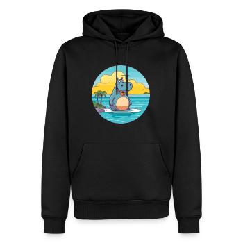 Nilpferd Aquarell Cartoon Kawaii Clipart Tier - Männer Premium Bio Hoodie - Schwarz - Vorne - Nico (187cm)