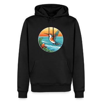 Colibri aquarelle dessin animé Kawaii Clipart animal de compagnie - Sweat à capuche Premium bio Homme - noir - Devant - Nico (187cm)