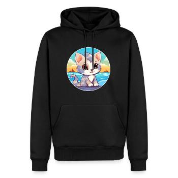 Chaton aquarelle dessin animé Kawaii Clipart Animal - Sweat à capuche Premium bio Homme - noir - Devant - Nico (187cm)