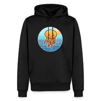 Qualle Aquarell Cartoon Kawaii Clipart Tier - Männer Premium Bio Hoodie - Schwarz - Vorne - Nico (187cm)