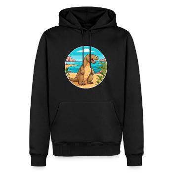 Komodo Dragon Aquarelle Dessin Animé Kawaii Animal - Sweat à capuche Premium bio Homme - noir - Devant - Nico (187cm)