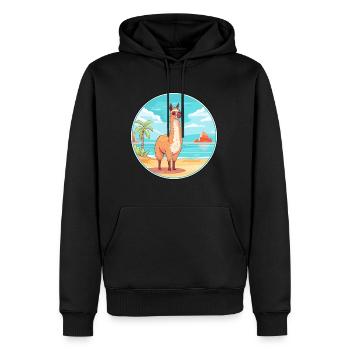 Lama Aquarell Cartoon Kawaii Clipart Tier - Männer Premium Bio Hoodie - Schwarz - Vorne - Nico (187cm)
