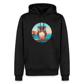 Eule Aquarell Karikatur Kawaii Clipart Tier - Männer Premium Bio Hoodie - Schwarz - Vorne - Nico (187cm)